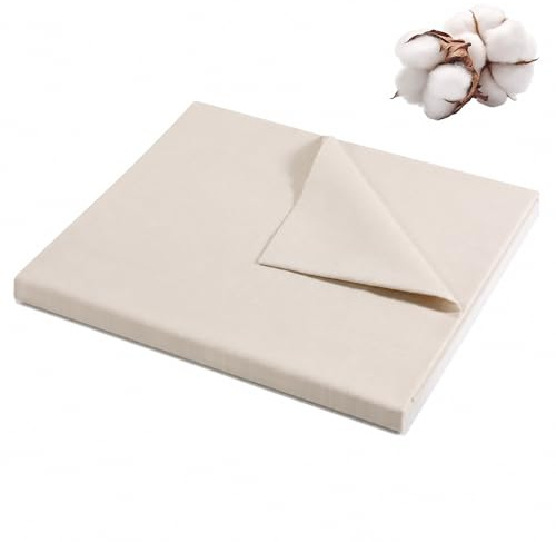 150×136 cm Baumwollstoff, Stoff Meterware Baumwolle, Natur Leinengewebe, Leinenstoff, Stoffe Zum Nähen, Tuch Einfarbig für DIY Basteln, Kleidungsstücken, Tischdecke