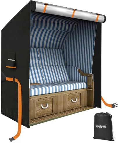 NEVERLAND Funda Oxford 600D para sillón de playa, impermeable, impermeable, 120 x 90 x 160 cm, con ventilación, dobladillo elástico, color negro