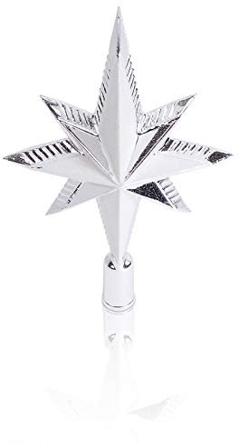 CHICCIE Christbaumspitze Glitzer Stern Silber 25cm - Weihnachtsbaumspitze Baumspitze Spitze