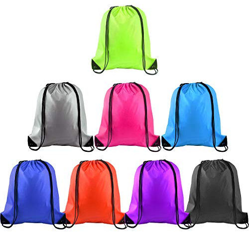 FEPITO 8 Pcs Sac à Dos à Cordon Sac en Ficelle Sac Fourre-Tout Cinch Sac de Gym Sac à Dos de Stockage pour Le Gymnase Sport Rangement de Voyage, 8 Couleurs