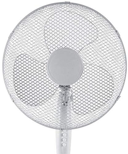 Innova White Pedestal Oscillating Fan 16inch, Free-Standing Adjustable Height, 3 Speed Settings