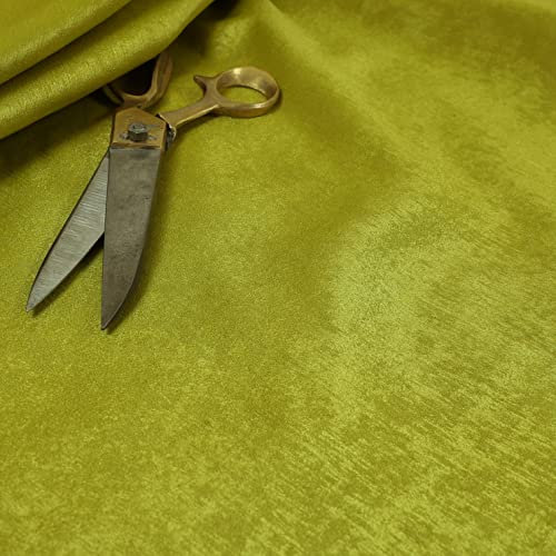 Tessuto per tappezzeria di qualità, in ciniglia spazzolata, tinta unita, colore verde lime (campione 10 cm x 8 cm)