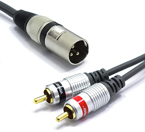 VITALCO XLR Stecker auf 2x Cinch Stereo Kabel 5m Mikrofonkabel 3 Polig auf Chinch Adapter