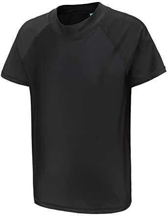 Rash Vest Boys Short Sleeve Swimsuit Kids Swim Top Boys Rash Guard Age 13-14 Years Black