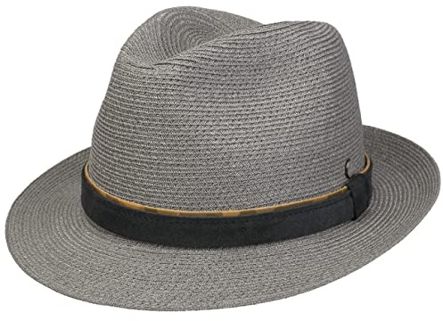 Lierys Lujoca Bogart Hat Straw Fedora Made in Italy Men Summer Grey S (54-55 cm)