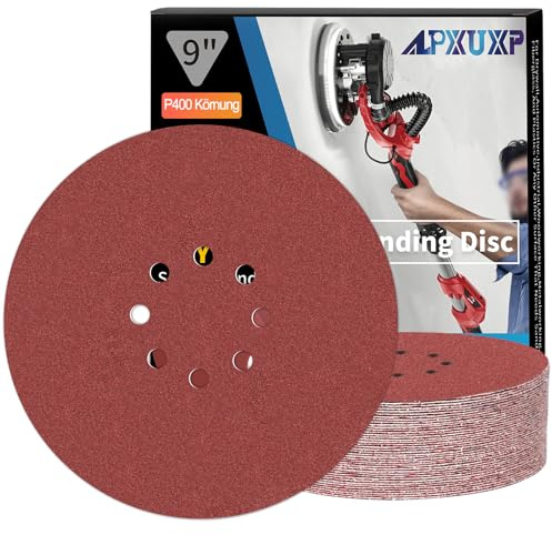 ALPXUXP Disques abrasifs 225 mm Papier abrasif grain 400 8 trous, revêtement abrasif antiadhésif pour ponceuse orbitale aléatoire excentrique (15 pièces)