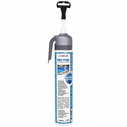 Everglue Poly Pool 1K MS-Polymer Montagekleber zum Kleben und Abdichten Teichfolienkleber, unter Wasser, ohne Silikon, UV-beständig, bleibt dauerelastisch, 200ml Automatikkartusche, Unterwasserkleber