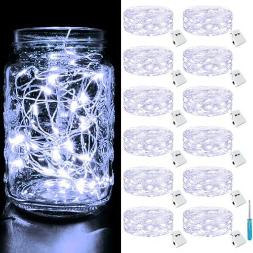btfarm 12 Pack Fairy Lights Battery Operated Twinkle Lights with 3 Modes
