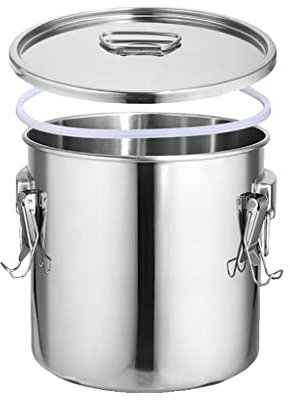 ANSNOW Stockpot with Lid 20-90L Soup Pot Stainless Steel Pail Bucket Milk Can with Sealed Lid/Silver/30 * 60Cm