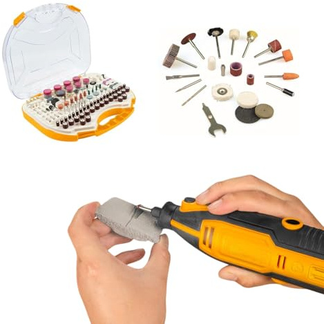 Avilia Set Valigetta con Accessori di Levigatura e Lucidatura per Mini Smerigliatrice - 250 Utensili Multifunzione, Ideali per Professionisti e Hobbisti