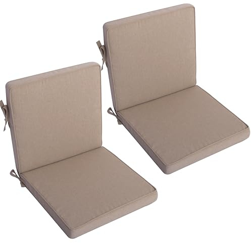 LILENO HOME Gartenstuhl Auflagen als [2er Set - Niedriglehner] in Taupe - Bequeme Liegen als Sitzauflagen für Gartenmöbel - Stuhlkissen für Gartenstühle und Klappstühle Dub
