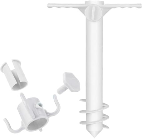 Kustimantu Erdspieße für Strandschirm, Basis mit Haken für den Außenbereich, Sonnenschirmständer, rostfreies Zubehör für Garten, Camping, Outdoor, Hof, Pool