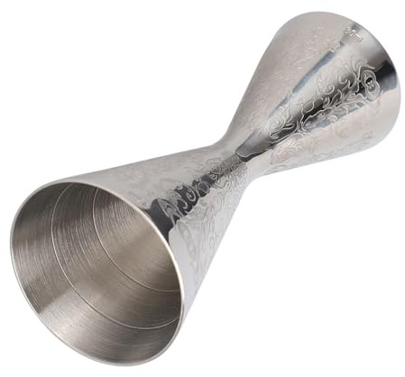 ZJchao Accesorios de Barra de Taza Medidora Jigger de Acero Inoxidable, 30ml, 45ml, con Patrón Grabado, Marcas de Escala Claras para Mezclar Vino y Cóctel