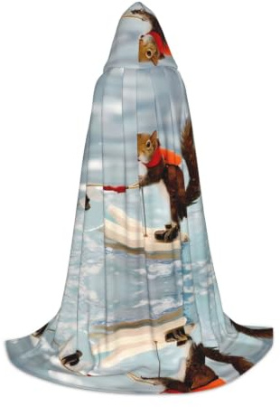 ZHAOUR S Halloween Kapuzenumhang - Unisex Wasserski Fuchs Eichhörnchen Druck Cosplay Robe für Hexe Zauberer Party Maskerade Kostüm