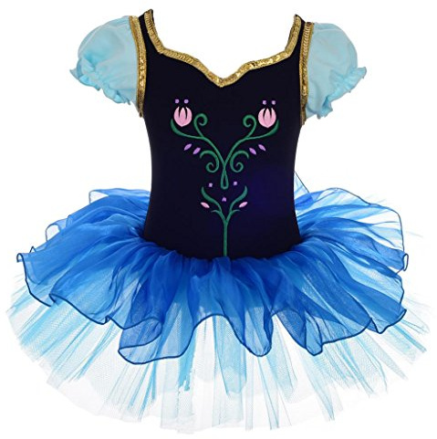 Lito Angels Robe de Ballet Princesse pour Enfant Fille, Costume de Tutu Danse Ballerine, Justaucorps avec Jupe, Bleu 4-5 ans