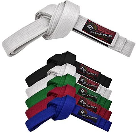 Athletics Gear AG Cintura da Karate per Arti Marziali, 100% Cotone con Cinture a Cuciture Multiple per BJJ, Judo, Taekwondo e Karate (Bianco, 260cm)