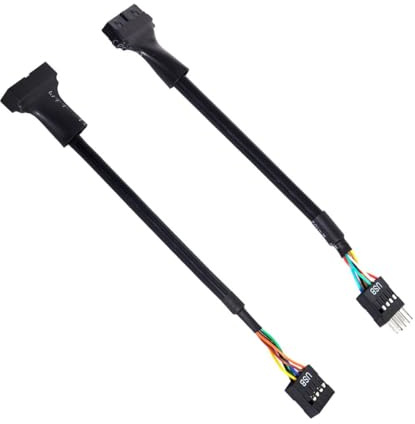 cablecc 2 cables USB 2.0 de 9 pines a USB 3.0 de 20 pines hembra reversible para placa base