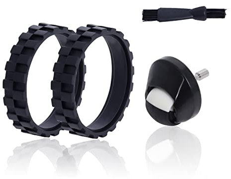 Gummirad Ersatzteile Kompatibel mit Iro-bot Room-ba Series 500 600 700 800 900 E5 I7 I7+ S9 S9+, Zentrales Rad mit Nichtlipen Gummireifen und Reinigungsbürste von Poweka