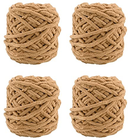 Filato di Lana per Maglieria 4 x 100 g Filato per Maglieria per Uncinetto, Morbido Filato Grosso per Progetti di Filati Realizzazione di Palline di Peluche Maglioni Scarpe Cappelli Coperte Sciarpe