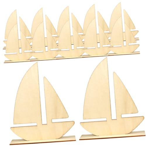 OATIPHO 10stücke Teiliges Holz Segelboot Rohlinge Zum Bemalen Naturbelassene Holzfiguren Für Diy Kunsthandwerk Kindergarten Bastelzubehör Basteln Und Dekoration Für Zuhause Und Büro
