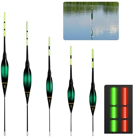 SPORWAY 5 Stück Led Posen Angeln: Posen Angeln Mit Gravity Sensing Und Basis, LED Posen Angeln Geeignet, Angel Zubehör Zum Tauchgebiet Angeln Am See, Fluss Oder Teich