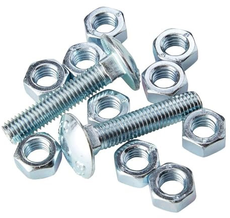 5x M8 x 20mm Coach Cup Carriage Square Bolts with Hexagon Full Nuts & Free Flat Washers Zinc Plated, with Dome Mushroom Heads. Durable, Corrosion-Resistant Fasteners