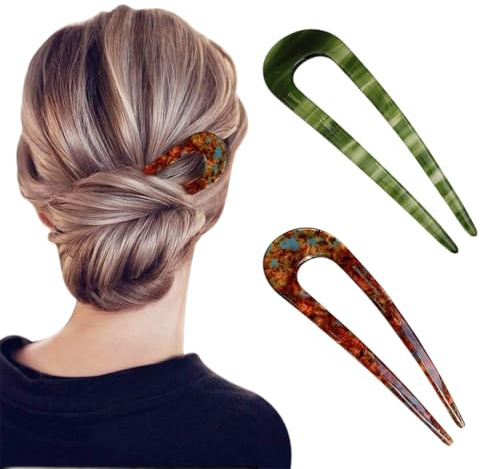 U Förmige Haarnadeln, 2 Stück Französische Haarnadel, Metall French Twist Hair Pin, Haarpin U Haarnadel Groß Haargabel Haarspange