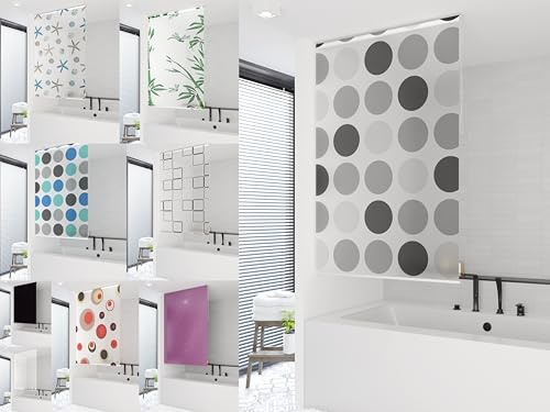 probath Estor básico de ducha con 14 diseños y 13 anchos a elegir, color negro, verde y blanco, transparente, azul y gris claro (Quadro, 150 x 240 cm)