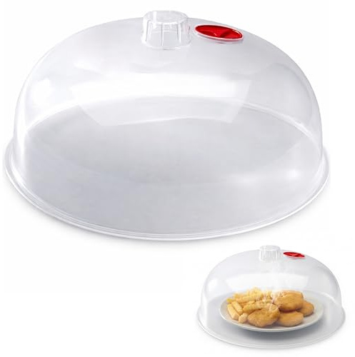 Large Microwave Lid with Steam Vent - 25cm BPA-Free Plastic Lid for Safe Microwaving, Prevents Spills and Overflows with Steam Release Feature