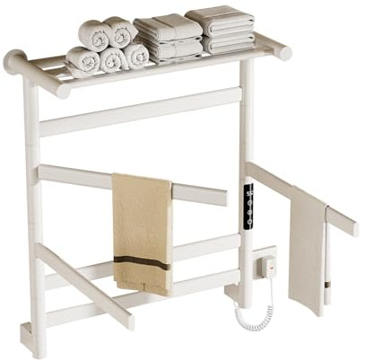 WFCTG Scaldasalviette, Scaldasalviette Elettrico, 360 W, 66x55 Cm, Montaggio a Parete, Design a Tubo Piatto Bianco, Funzionamento Silenzioso, IPX4, Ideale per Bagno E WC per Ospiti (Bianco)