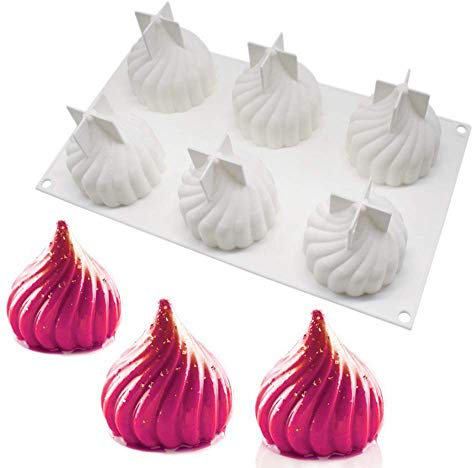 XiaoShenLu Mousse-Kuchenform backformen für Kuchen - 3D backform DIY Dessert Mould, 6 Löcher Whirlwind, weiß