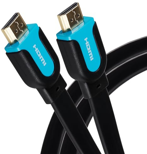 Maplin Flat HDMI Cable 3M, 4K 30Hz Ultra HD High Speed, ARC, HDR, 3D, Ethernet, Compatible with TVs, Monitors, PS4/5, Xbox, Projectors, Soundbars, Sky Box, PCs, Laptops, Apple TV