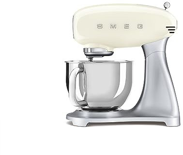 Smeg, SMF02CREU Küchenmaschine, 10 Geschwindigkeitsstufen, Planetenrührwerk, Sicherheitsabschaltung, 2 Rührbesen, Kugelgriff aus Edelstahl, 800 W, Creme