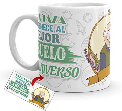 Kembilove Taza Abuelo – Tazas cafe para Abuelos y Padres con mensaje Esta taza pertenece al mejor abuelo del universo – Taza padre y abuelo – Taza el mejor padre del mundo – Abuelo regalo original