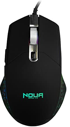 Noua Neon R Mouse Gaming RGB con cavo USB, Sensore Ottico fino a 4800 DPI [6 Livelli Regolabili], Mouse da Gioco 6 Pulsanti e Illuminazione Rainbow per PC Computer Notebook