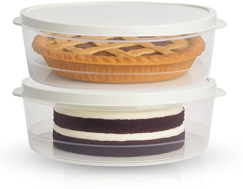 Evelots 2-Pack 10-Inch Airtight Food Storage Container with Lid - Portable Carrier for Pies, Cakes, Cupcakes & More - BPA-Free Clear Plastic - Secure & Easy Transport