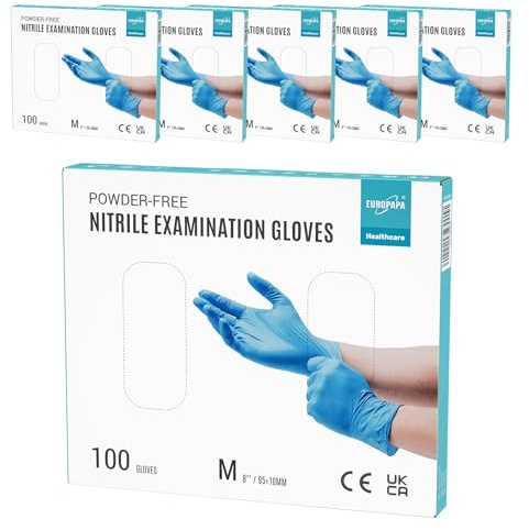 EUROPAPA® 500x Einweghandschuhe Nitrilhandschuhe puderfrei Untersuchungshandschuhe EN455 EN374 latexfrei Einmalhandschuhe Handschuhe in Gr. S, M, L & XL verfügbar (Blau, M)
