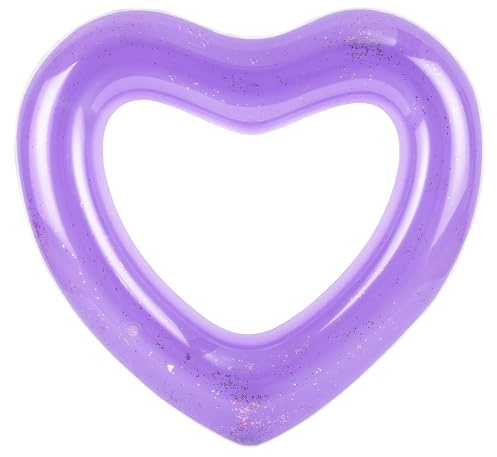 MoKo Galleggiante Anello di Nuoto con Glitter, Anello da Nuoto a Forma di Cuore in PVC, Zattera Gonfiabile per Bambini e Adulti per Piscina Festa Vacanza Gioccatolo Decorazione 120CM - Viola