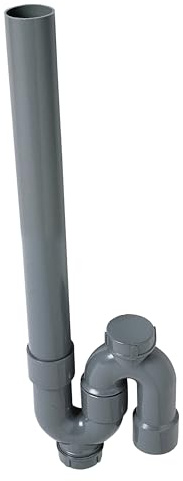 Wirquin 30724301 Siphon für Waschmaschine, PVC, einfacher Griff, vertikaler Ausgang, Grau