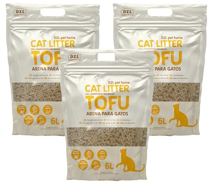 Arena para Gatos deTofu ecológico Vegetal Arena Natural Aglomerante (Tofu 18L)