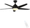 FINXIN Ceiling Fan with Lamp, Ceiling Fan with Light White/Black Ceiling Fans for Bedroom,Living Room,Dining Room Including Motor,Blades,Remote Switch (52 Black 5-Blades)