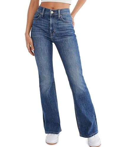Aeropostale Womens Juniors Highest Rise Flare Leg Jean, Medium Wash, 0 Short