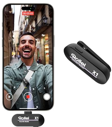 Rollei Hear:Me Mobile X1 Lavalier Mikrofon Kabellos, Ansteckmikrofon USB C für iPhone 15/16/Andriod Typ-C Geräte, Professionelle Mikrofon Handy für Tiktok YouTube Streaming Vlog Video Aufnahme