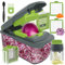 Ourokhome Vegetable Chopper Zucchini Spiralizer, Multifunctional Onion Cutter Food Chopper with Handheld Veggie Spiral and Container for Potato, Tomato, Carrot, Essential Kitchen Gadget(6 in 1, Gray)