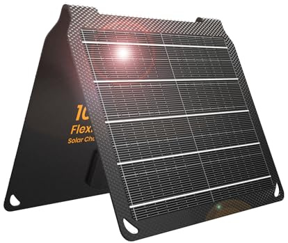 FlexSolar Petit chargeur solaire pliable 10 W avec port USB-A 5 V/2 A, étanche IP67, chargeur solaire ETFE pour iPhone, Android, montre, appareil photo et plus encore