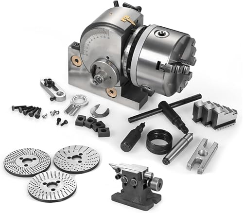 4 5 6 Universal Milling Head Set - Precision Semi Universal Dividing Head for Milling Machines, Includes 3 Indexing Plates, Tailstock & 3 Jaw Chuck, Ideal for Milling, Grinding & Drilling (160...
