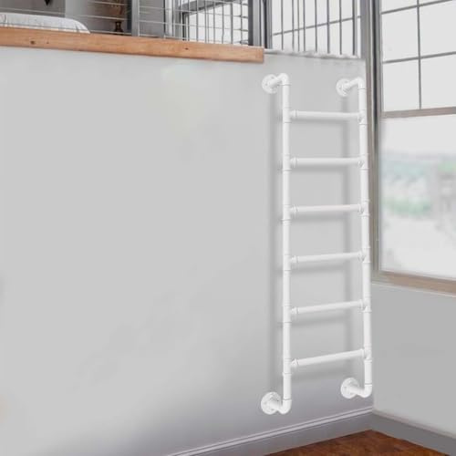 Escalera de pared para literas en el ático, de 100 a 300 cm, antideslizante, de metal, para altillo o buhardilla, escalera recta de hierro forjado negra, escalera de escape de incendios, capacidad d