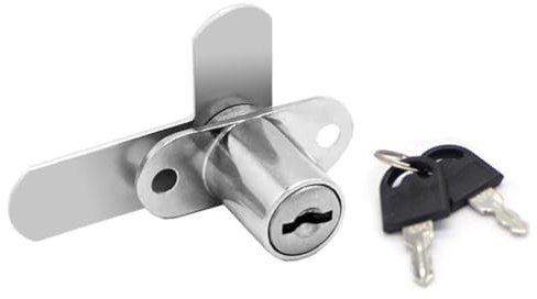 16/19mm Zinc Alloy Double Door Lock for File Cabinets, Mailboxes and Metal Furniture, Black or Silver, Secure Design with 2 Keys Included