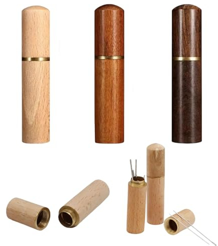 3PCS Toothpick Holder Portable Wood Toothpick Case Mini Travel Toothpick Case Pocket Tooth Pick Container Sewing Needle Holder for Storage Needle Bead Ear Pick Cotton Swab and Other Small Object