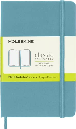 Moleskine Classic Notebook, Taccuino con Pagine Bianche, Copertina Rigida e Chiusura Elastica, Formato Pocket 9 x 14 cm, Colore Azzurro, 192 Pagine